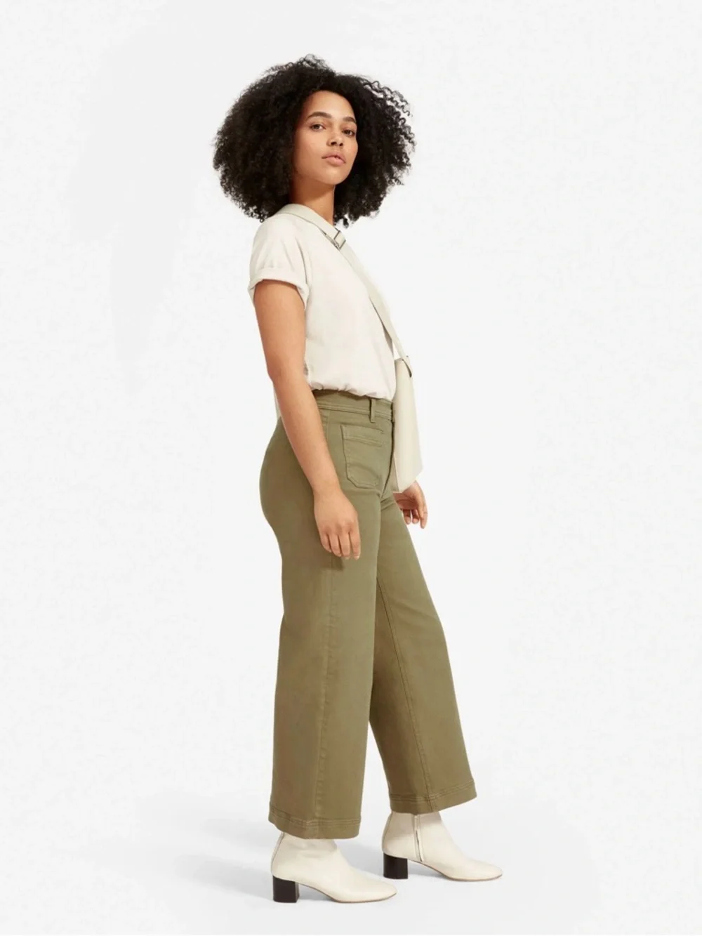 Everlane Olive High-Rise Wide Crop Pants - Picture 7 of 16